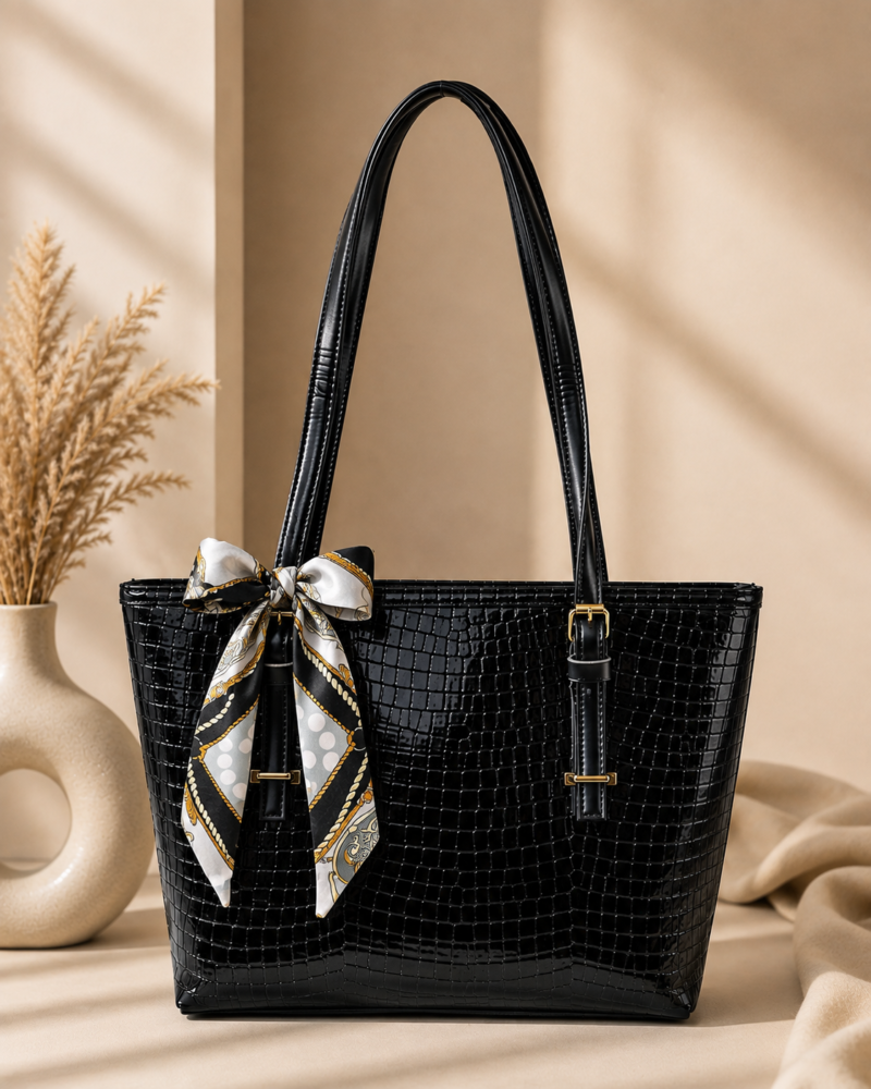 High Quality Pattern Crocodile Tote Bag With Ribbon