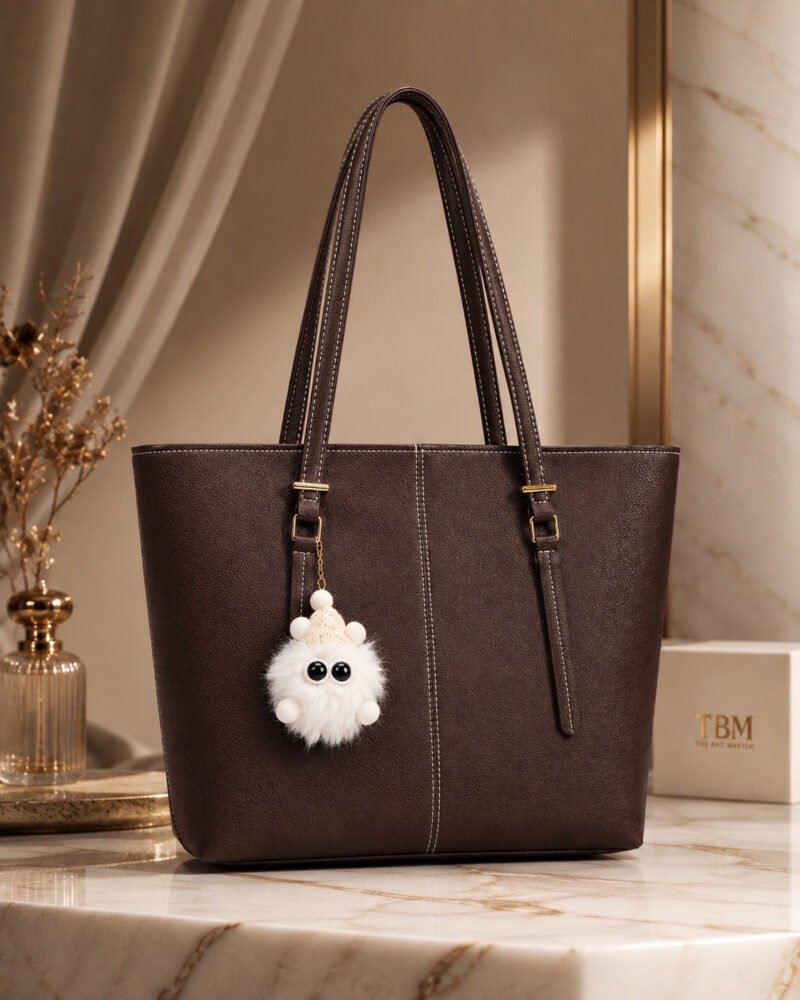 Classic Tote Bag with Fur Keychain – Tote Bag for Women